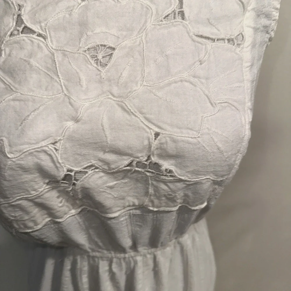Espencer Alexis Vintage  White Sleeveless Floral Design‎ Dress Sz 10   95%rayon